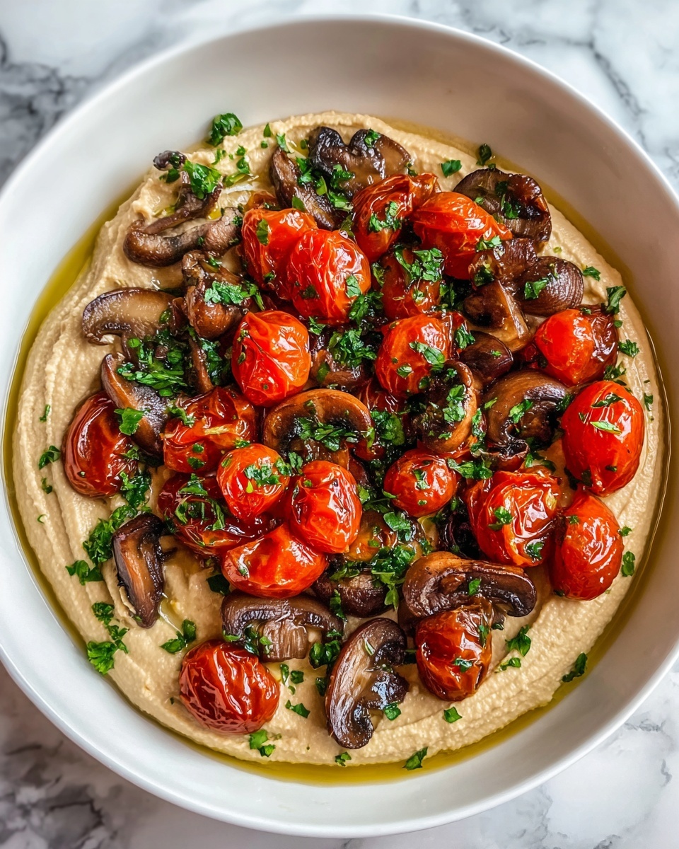 Loaded Hummus with Roasted Tomatoes and Mushrooms Recipe - Recipe Image