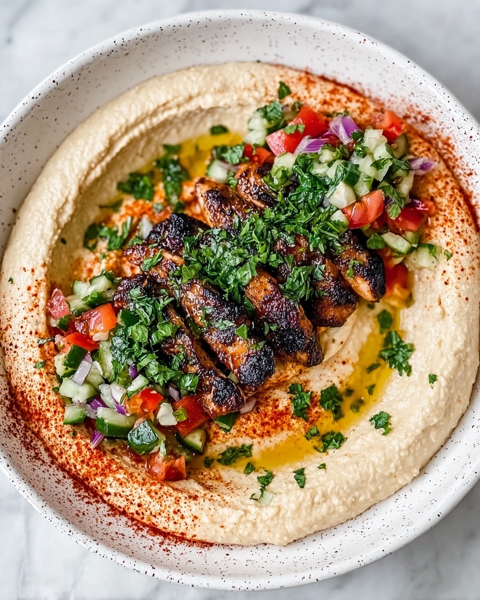 Spiced Grilled Chicken with Caramelized Onion Hummus Recipe - Recipe Image