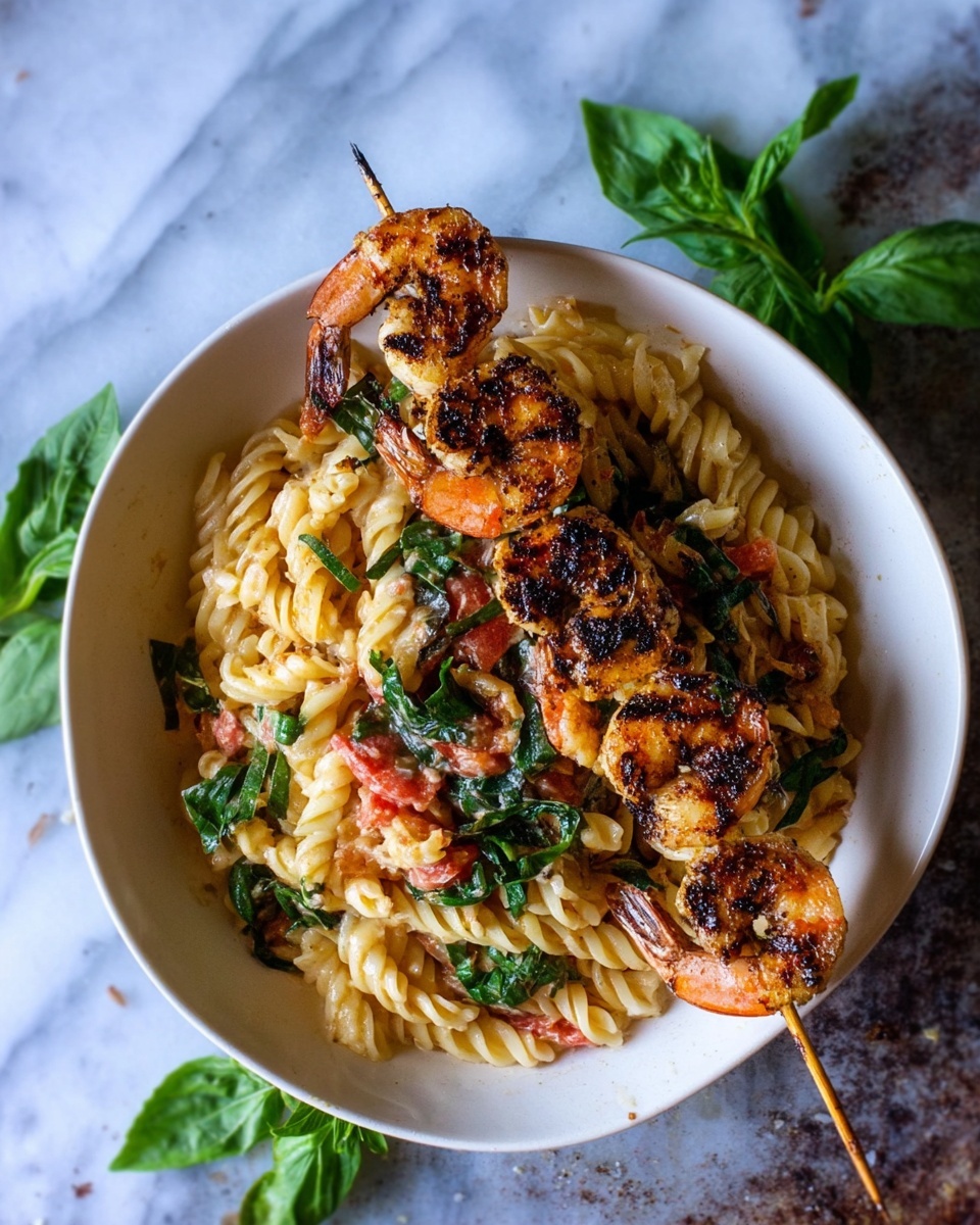 Spicy Pasta with Grilled Shrimp Recipe - Recipe Image