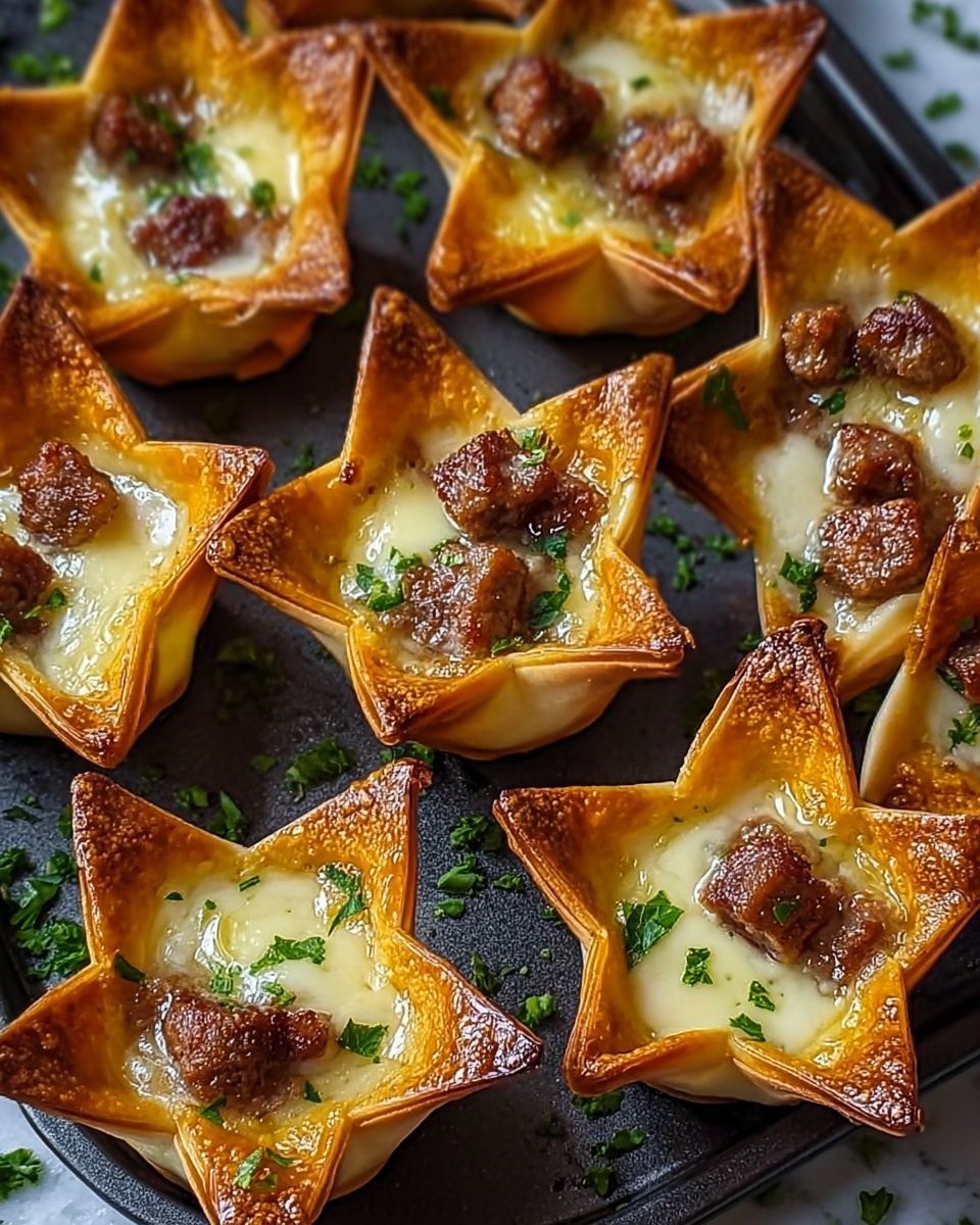 Baked Sausage and Cheese Mini Wontons Recipe - Recipe Image