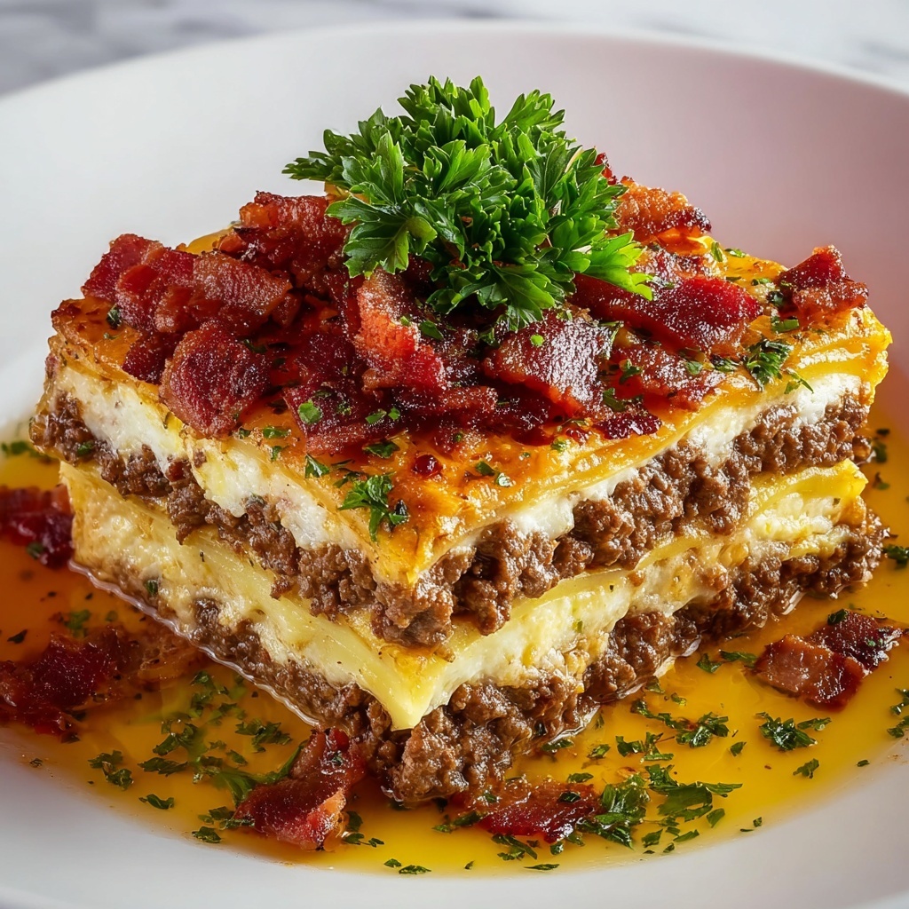 Cheeseburger Bacon Lasagna Parmesan Recipe - Recipe Image