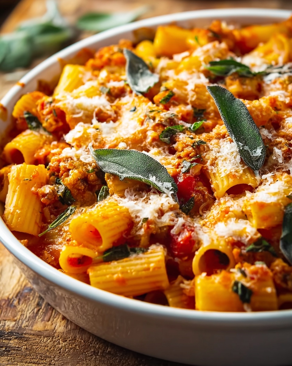 Pumpkin and Sage Pasta Bake with Walnut-Topped Cheese Recipe - Recipe Image