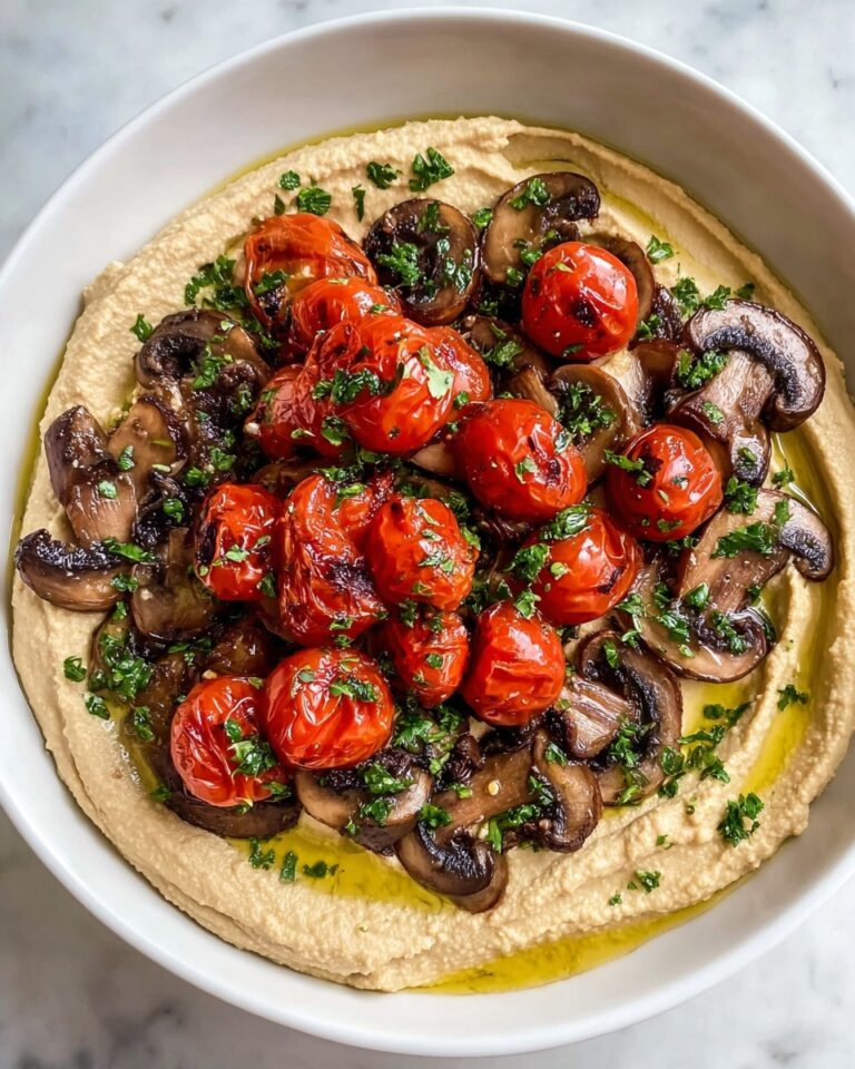 Loaded Hummus with Roasted Tomatoes and Mushrooms Recipe