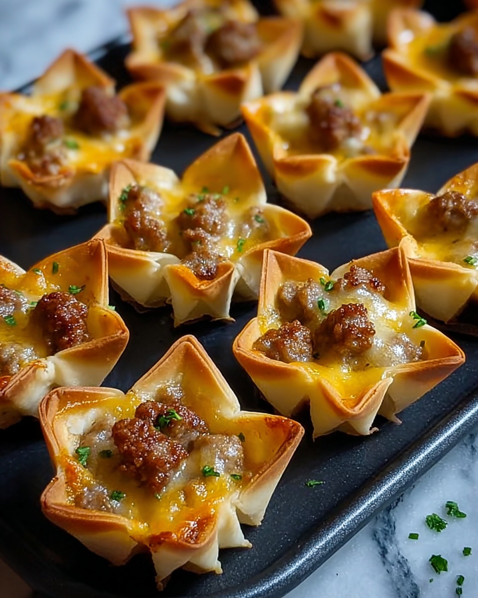 Baked Sausage and Cheese Mini Wontons Recipe - Recipe Image
