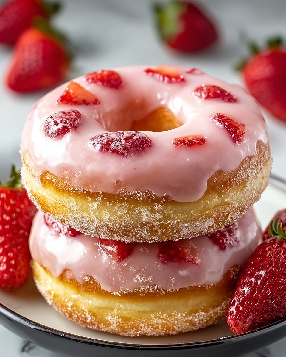 Fluffy and Fruity Baked Strawberry Cake Donuts Recipe - Recipe Image