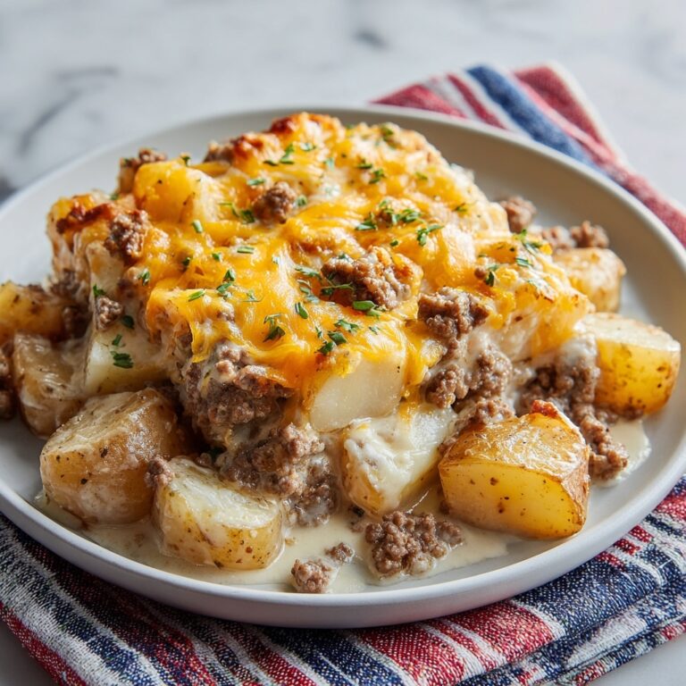 Cheesy Potato & Ground Beef Crockpot Casserole Recipe