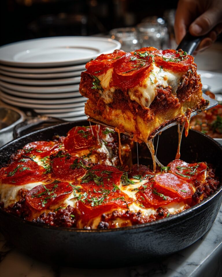 Easy Pizza Lasagna Skillet Bake Recipe