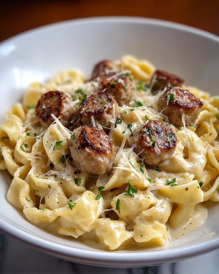 Garlic Butter Sausage with Creamy Parmesan Pasta Recipe