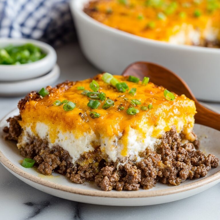 Creamy Ground Beef and Green Bean Casserole with Cheddar and Mozzarella Recipe