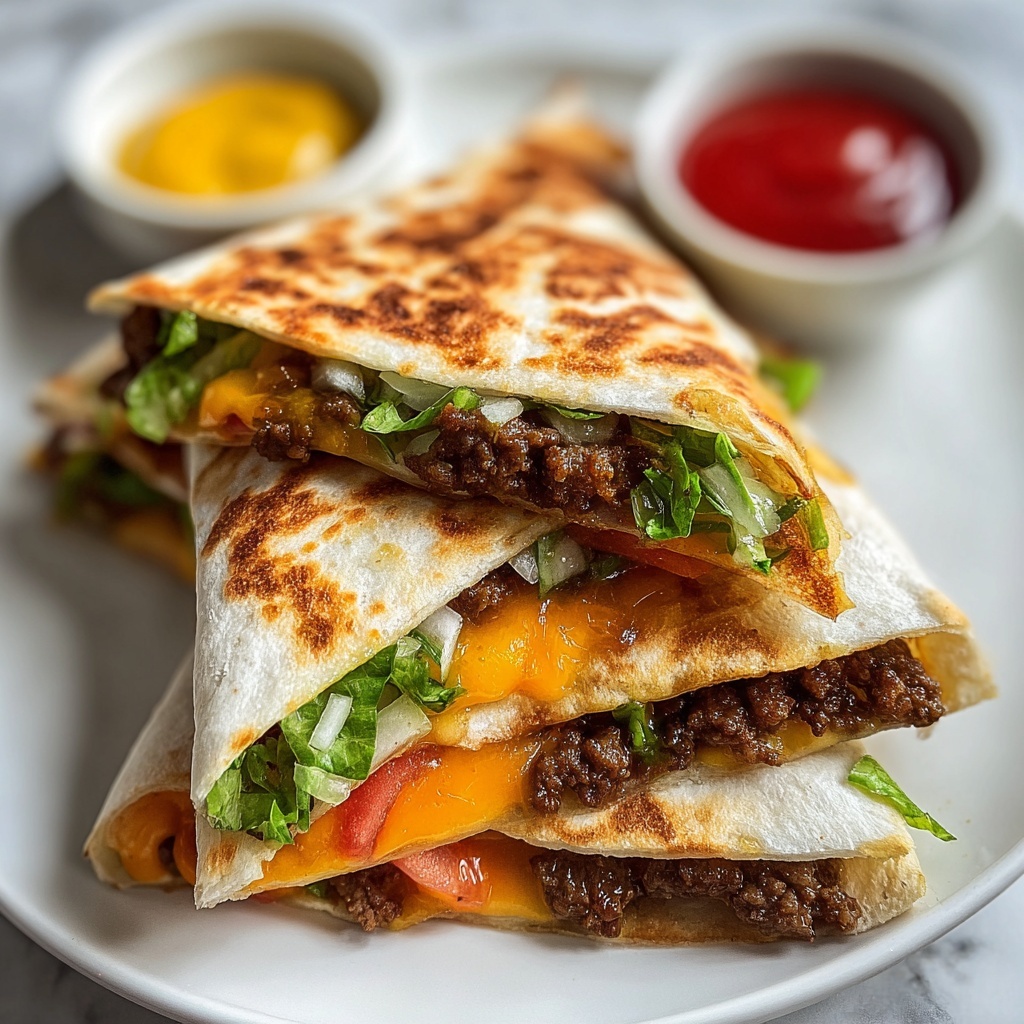 Juicy Grilled Smashburger Quesadillas Recipe - Recipe Image