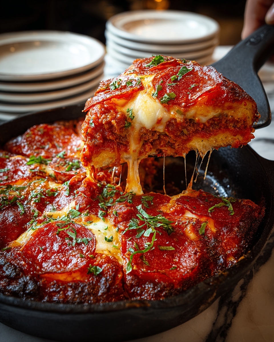 Easy Pizza Lasagna Skillet Bake Recipe - Recipe Image