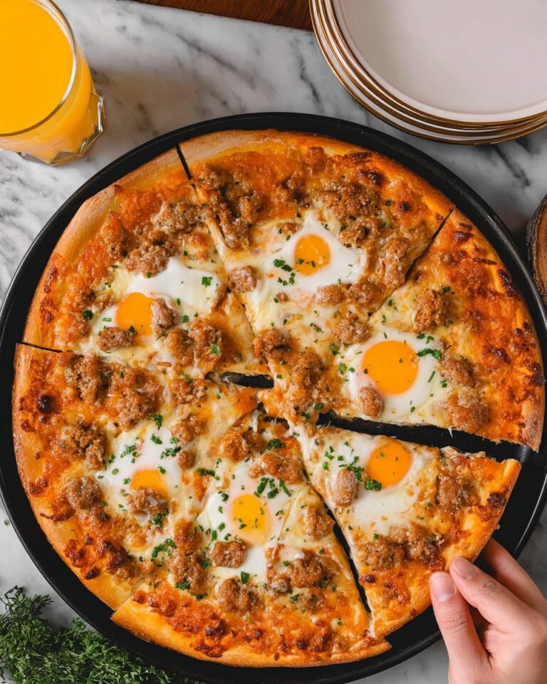 Breakfast Pizza with Sausage, Eggs, and Mozzarella Recipe