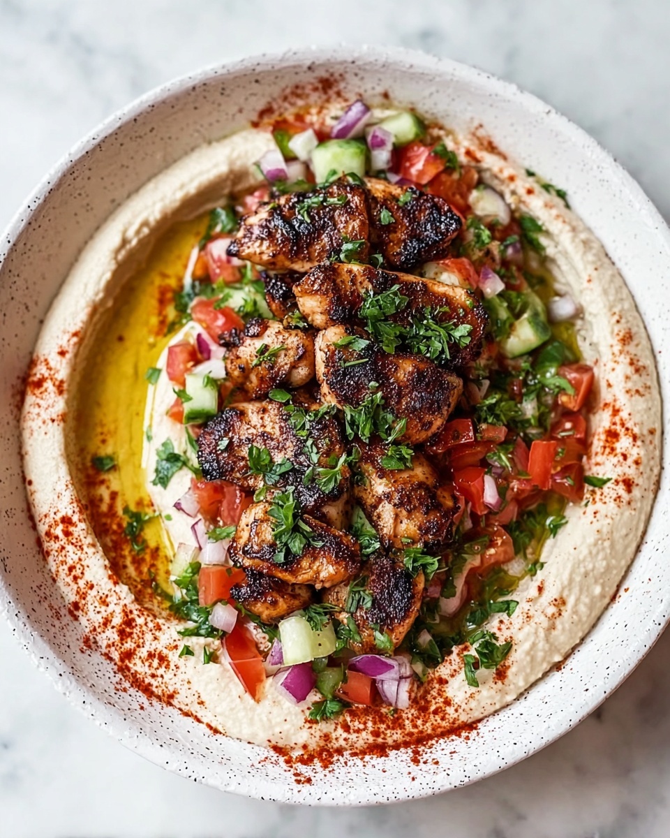 Spiced Grilled Chicken with Caramelized Onion Hummus Recipe - Recipe Image