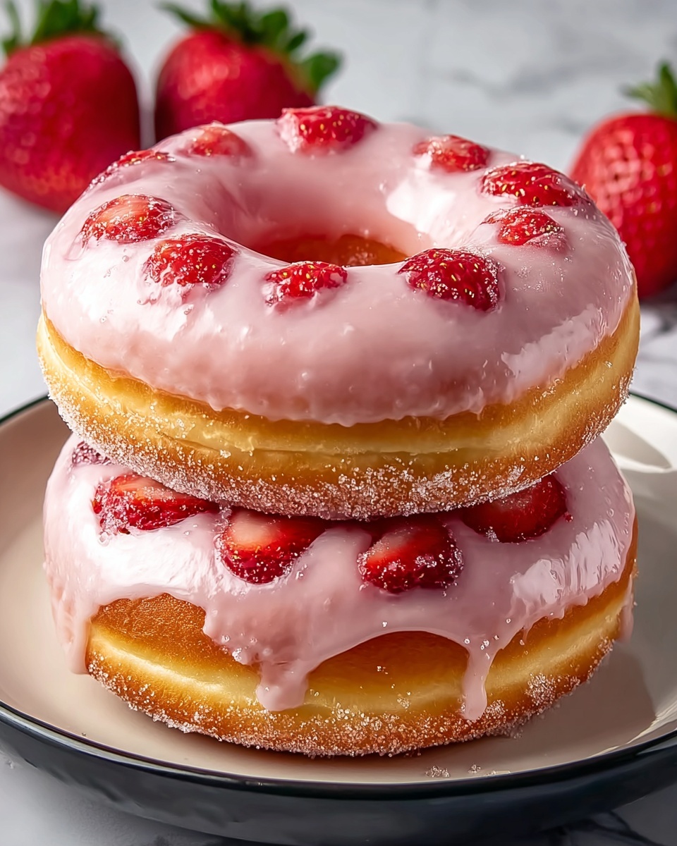Fluffy and Fruity Baked Strawberry Cake Donuts Recipe - Recipe Image