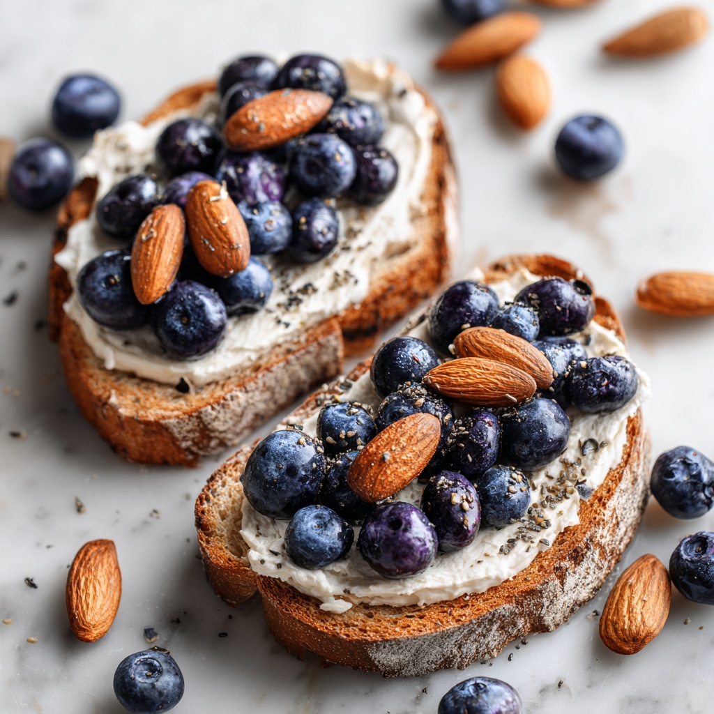 Blueberry Almond Butter Toast with Cottage Cheese Recipe - Recipe Image