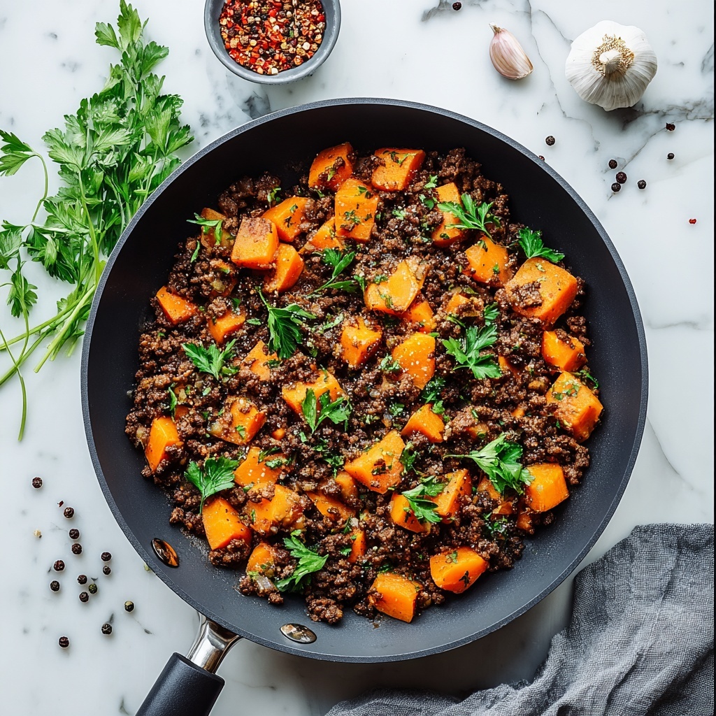 Ground Beef and Sweet Potatoes Skillet Recipe - Recipe Image