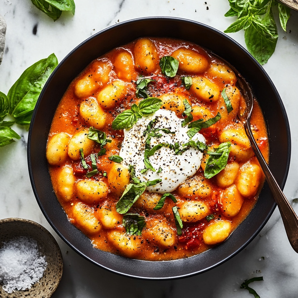 Creamy Tomato Gnocchi with Burrata Recipe - Recipe Image