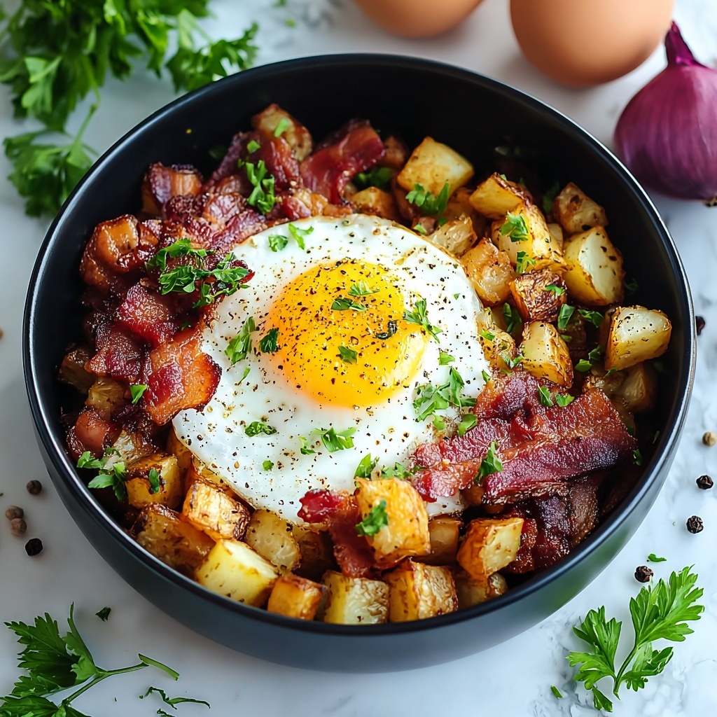 Crispy Potatoes with Jammy Eggs & Bacon Recipe - Recipe Image