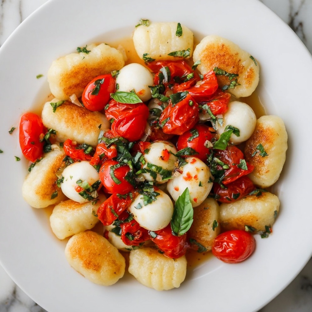 Caramelized Gnocchi with Tomatoes and Mozzarella Recipe - Recipe Image