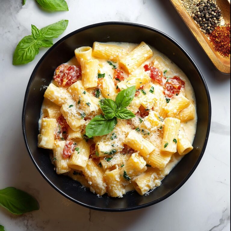 Creamy Rigatoni with Garlic and Parmesan Recipe