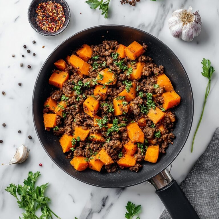 Ground Beef and Sweet Potatoes Skillet Recipe