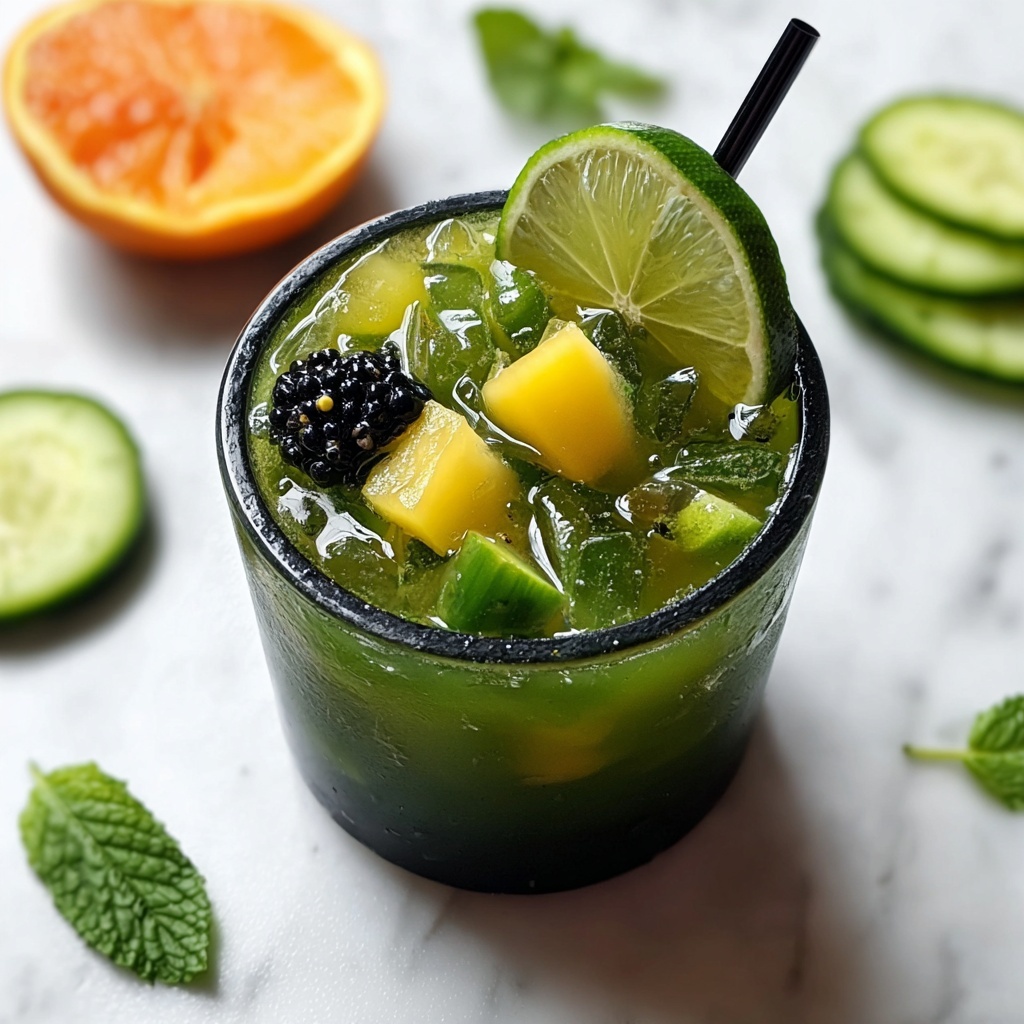 Tropical Iced Green Tea with Mango, Pineapple, and Coconut Recipe - Recipe Image