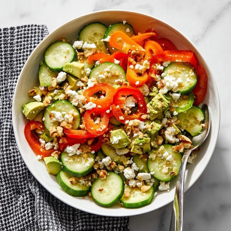 Cucumber Sweet Pepper Salad with Chicken, Avocado, and Feta Recipe