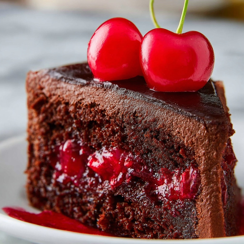 Chocolate Cherry Sheet Cake with Fudge Frosting Recipe - Recipe Image