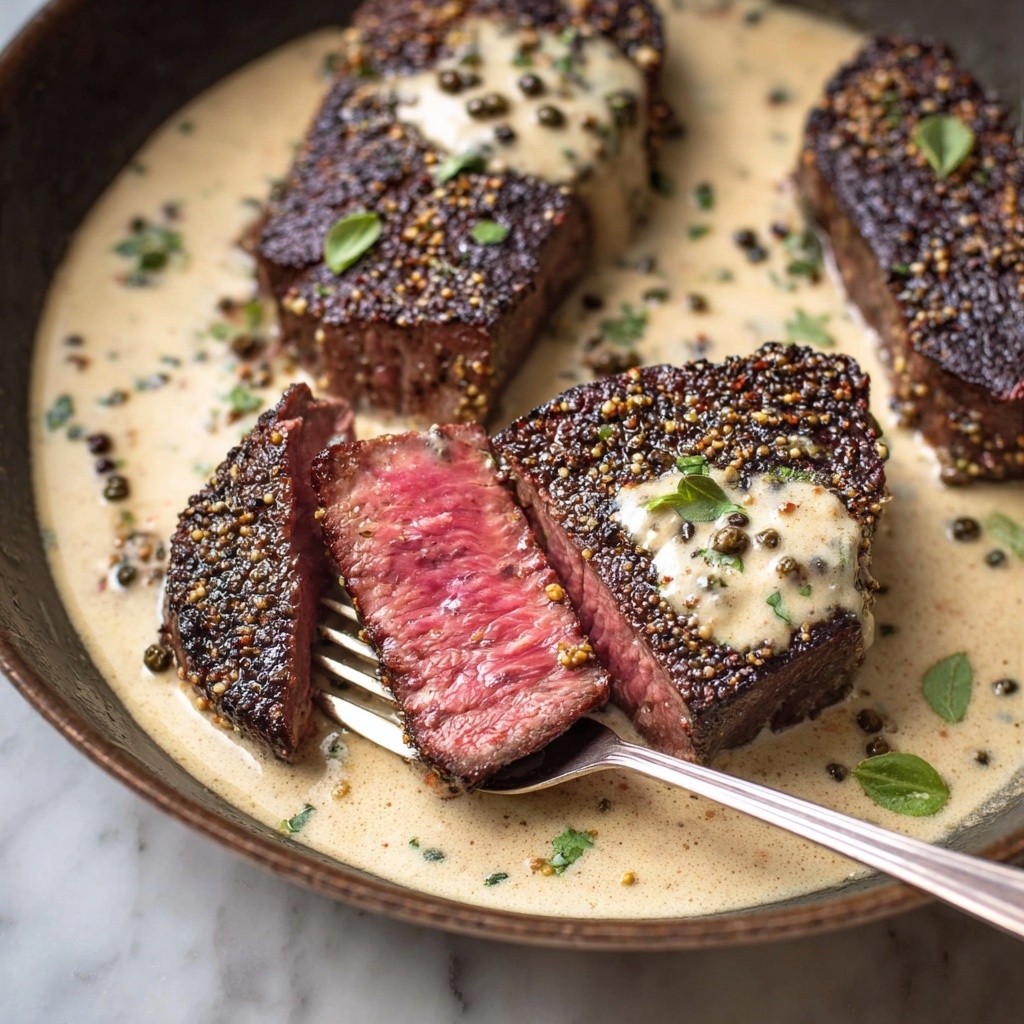 Peppercorn Steak with Brandy Cream Sauce Recipe - Recipe Image