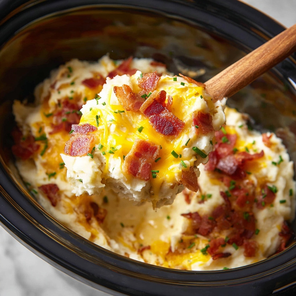 Crockpot Potato Casserole with Bacon and Cheddar Recipe - Recipe Image