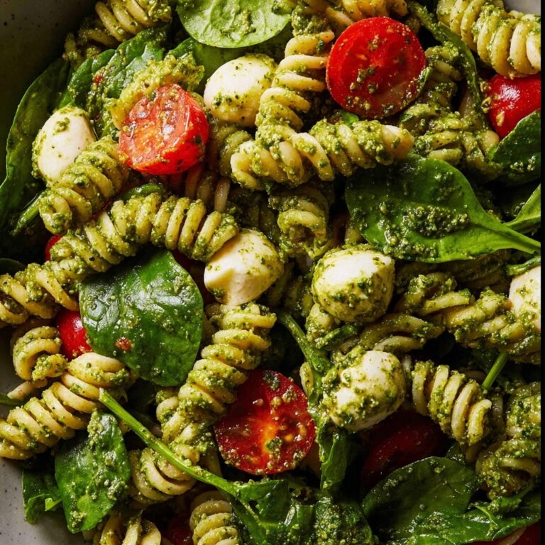 Easy Pesto Pasta Salad with Cherry Tomatoes, Bocconcini, and Fresh Basil Recipe