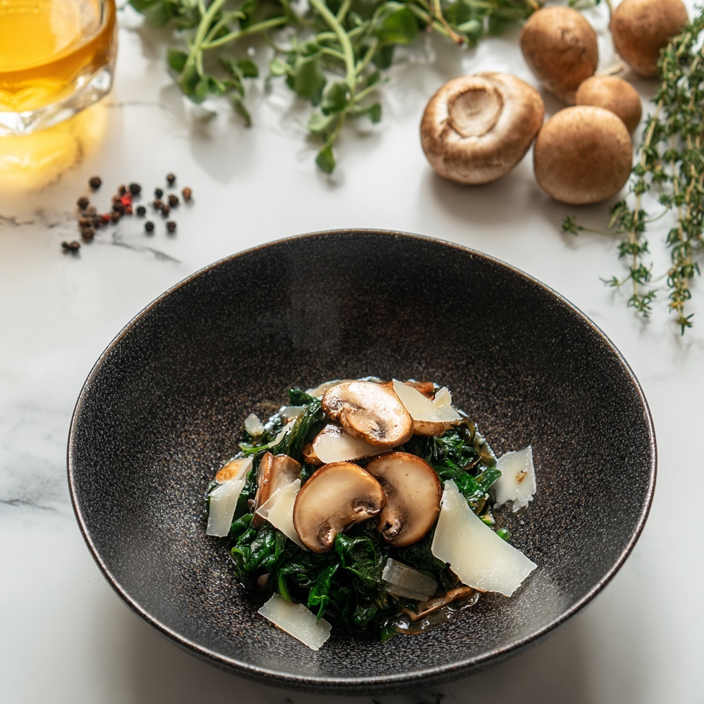 Sautéed Mushrooms with Spinach Recipe - Recipe Image