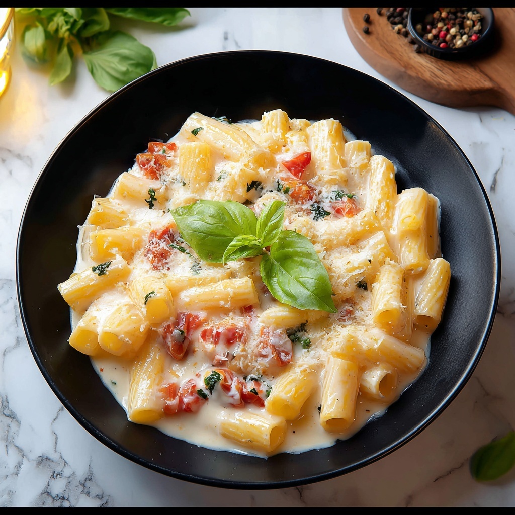 Creamy Rigatoni with Garlic and Parmesan Recipe - Recipe Image