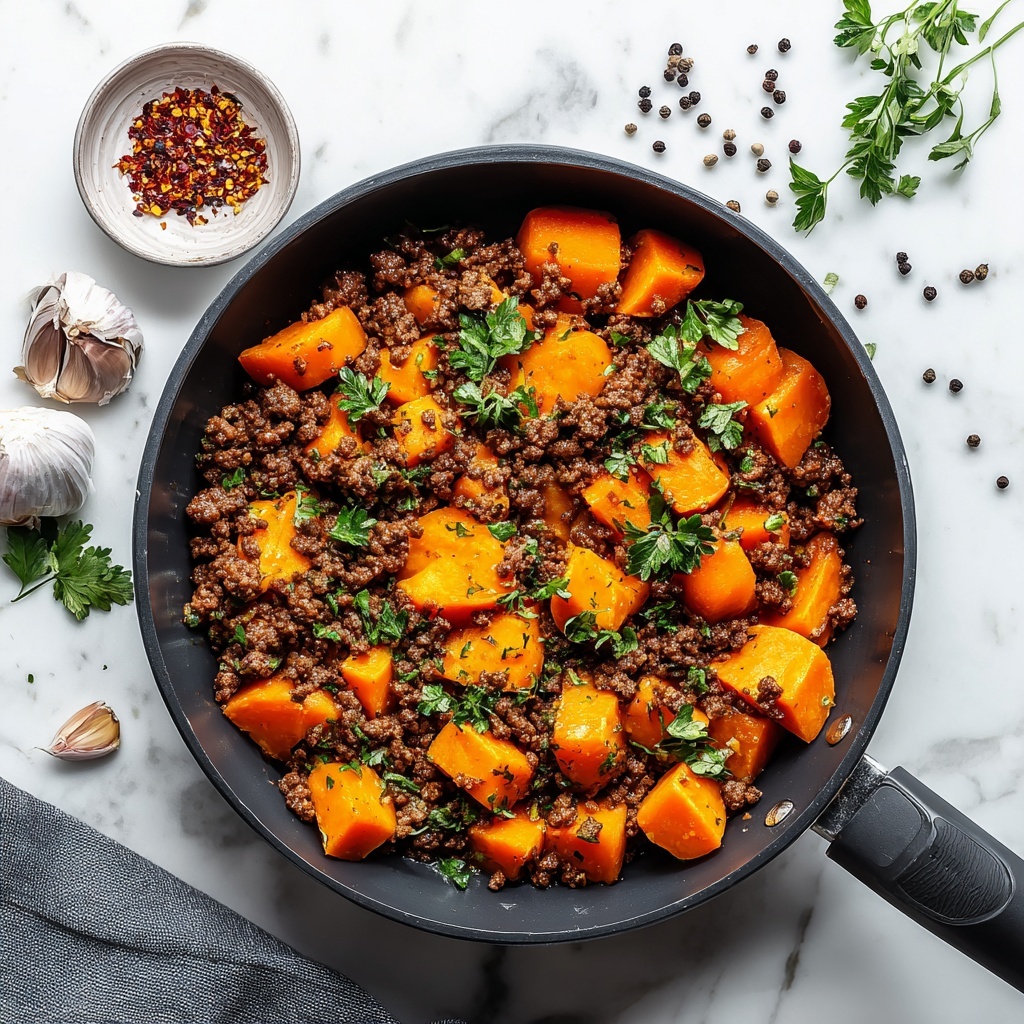 Ground Beef and Sweet Potatoes Skillet Recipe - Recipe Image