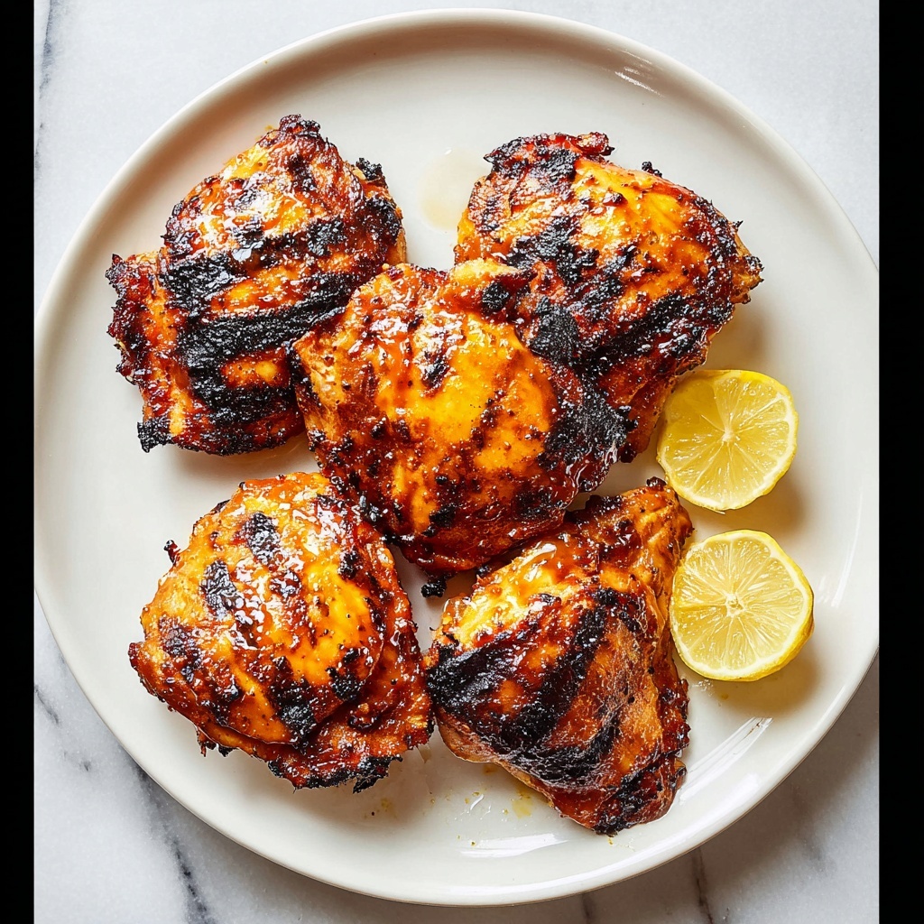 Grilled Lemon Herb Chicken Thighs with Barbecue Sauce Recipe - Recipe Image