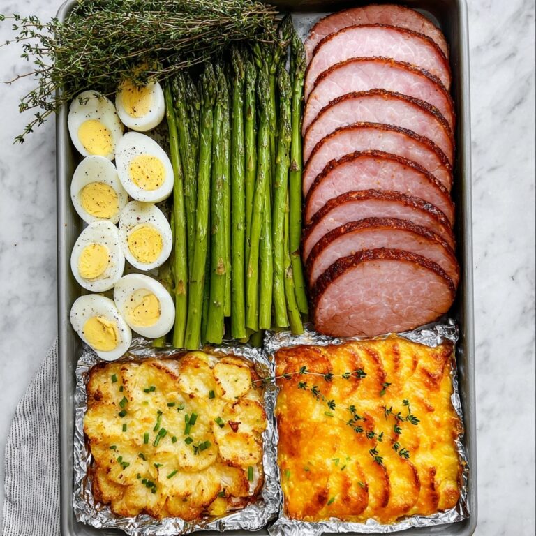Sheet Pan Easter Dinner with Maple Brown Sugar Ham Recipe