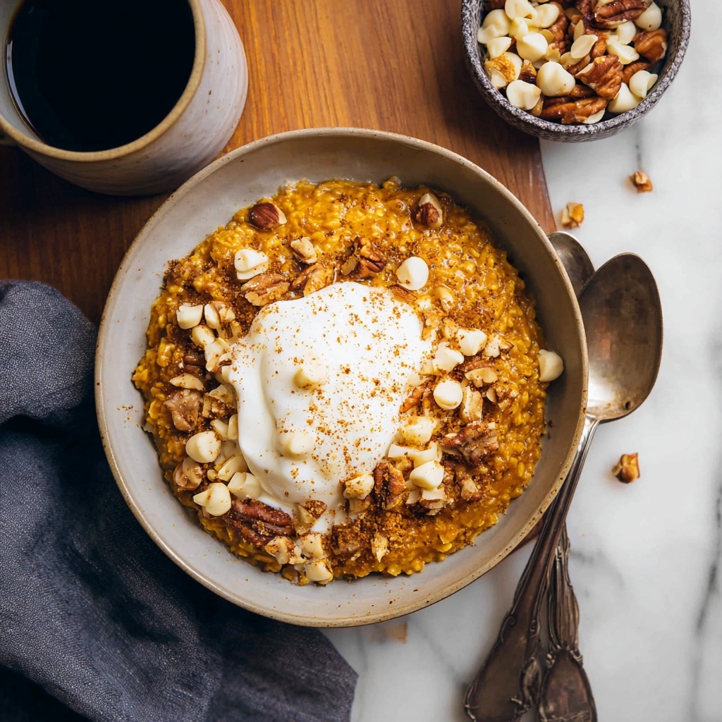 Pumpkin Oatmeal with Butterscotch, White Chocolate Chips, and Walnuts Recipe - Recipe Image