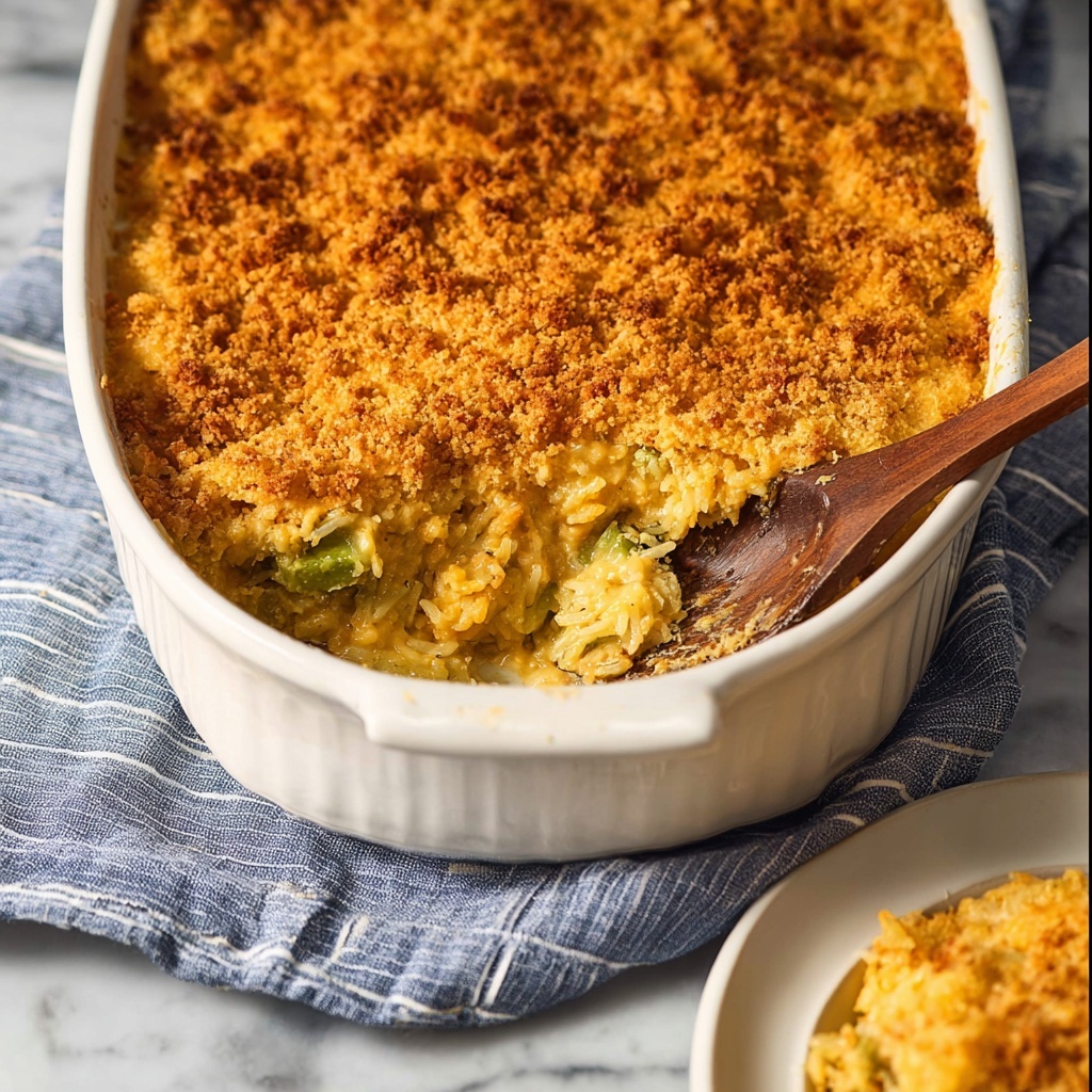 Chicken and Rice Casserole with Broccoli and Cheesy Topping Recipe - Recipe Image