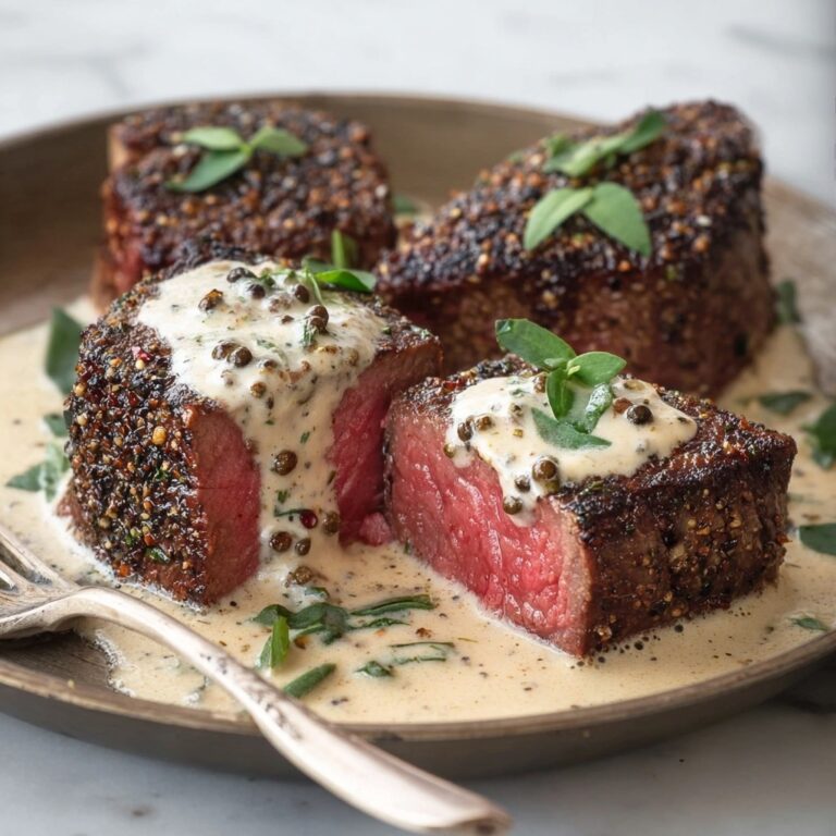 Peppercorn Steak with Brandy Cream Sauce Recipe