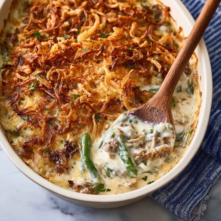 Green Bean Casserole with Cheddar and Crispy Fried Onions Recipe