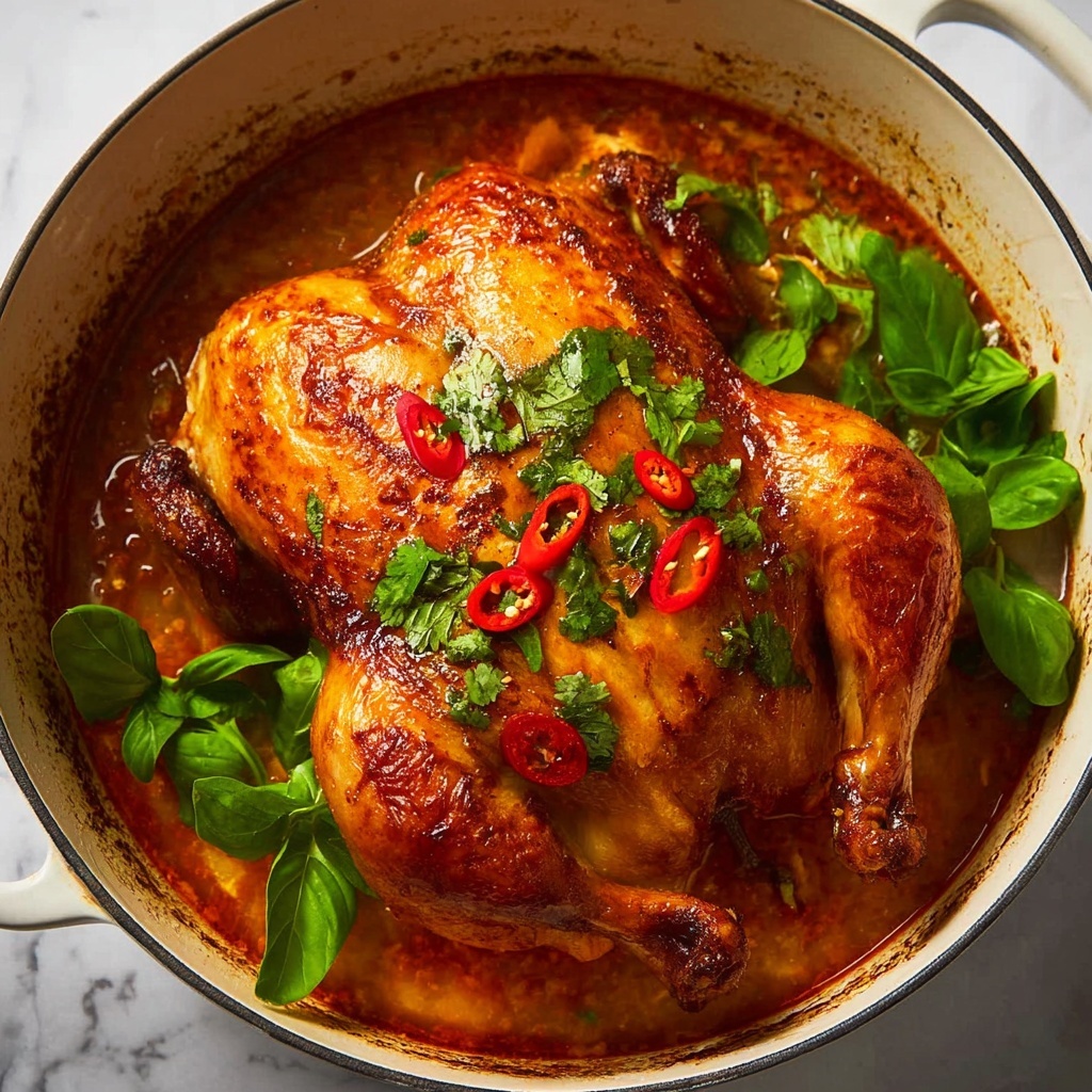 Thai Red Curry Pot Roast Chicken with Potatoes, Green Beans, and Jasmine Rice Recipe - Recipe Image