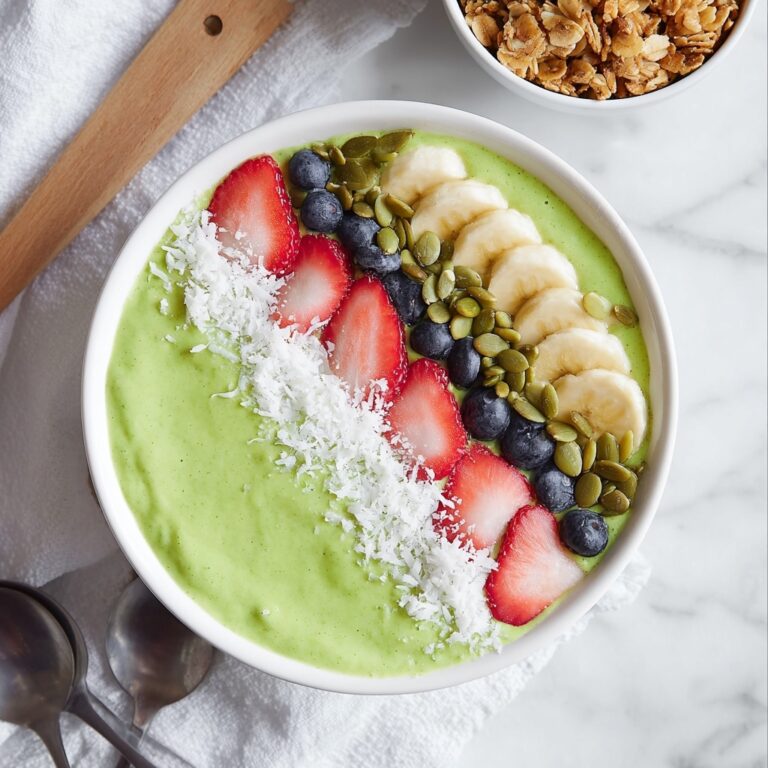 Green Smoothie Bowl with Frozen Bananas and Mixed Greens Recipe
