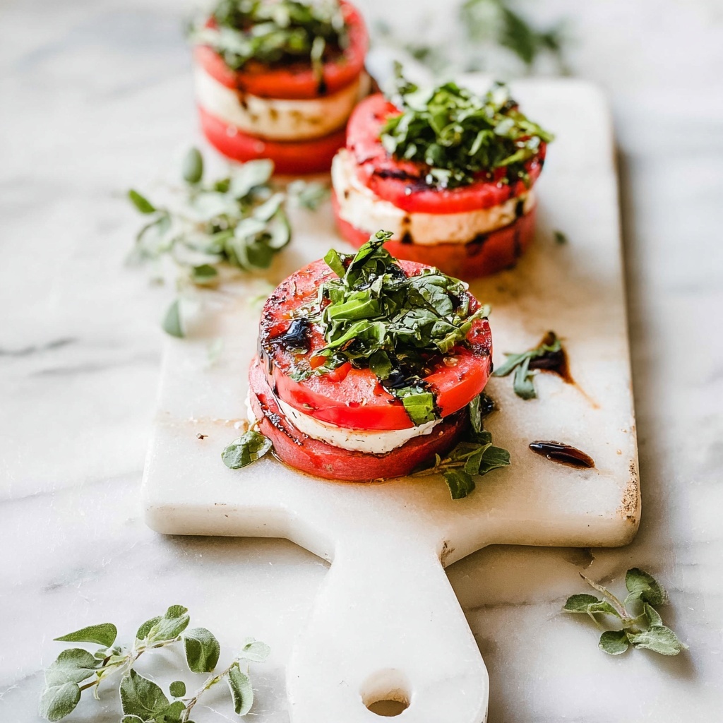 Watermelon Mozzarella Salad with Fresh Herbs and Balsamic Drizzle Recipe - Recipe Image