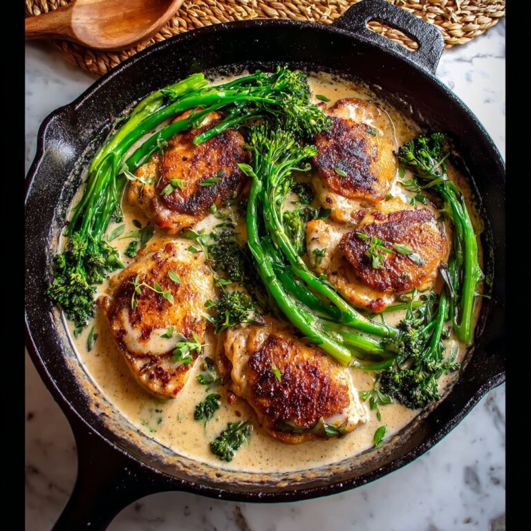 Pan-Seared Chicken and Broccolini in Creamy Mustard Sauce Recipe