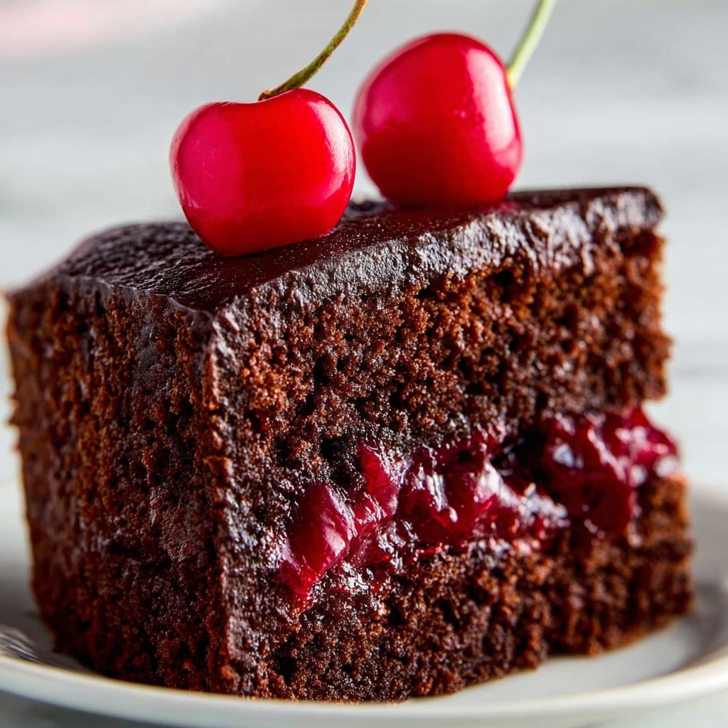 Chocolate Cherry Sheet Cake with Fudge Frosting Recipe - Recipe Image