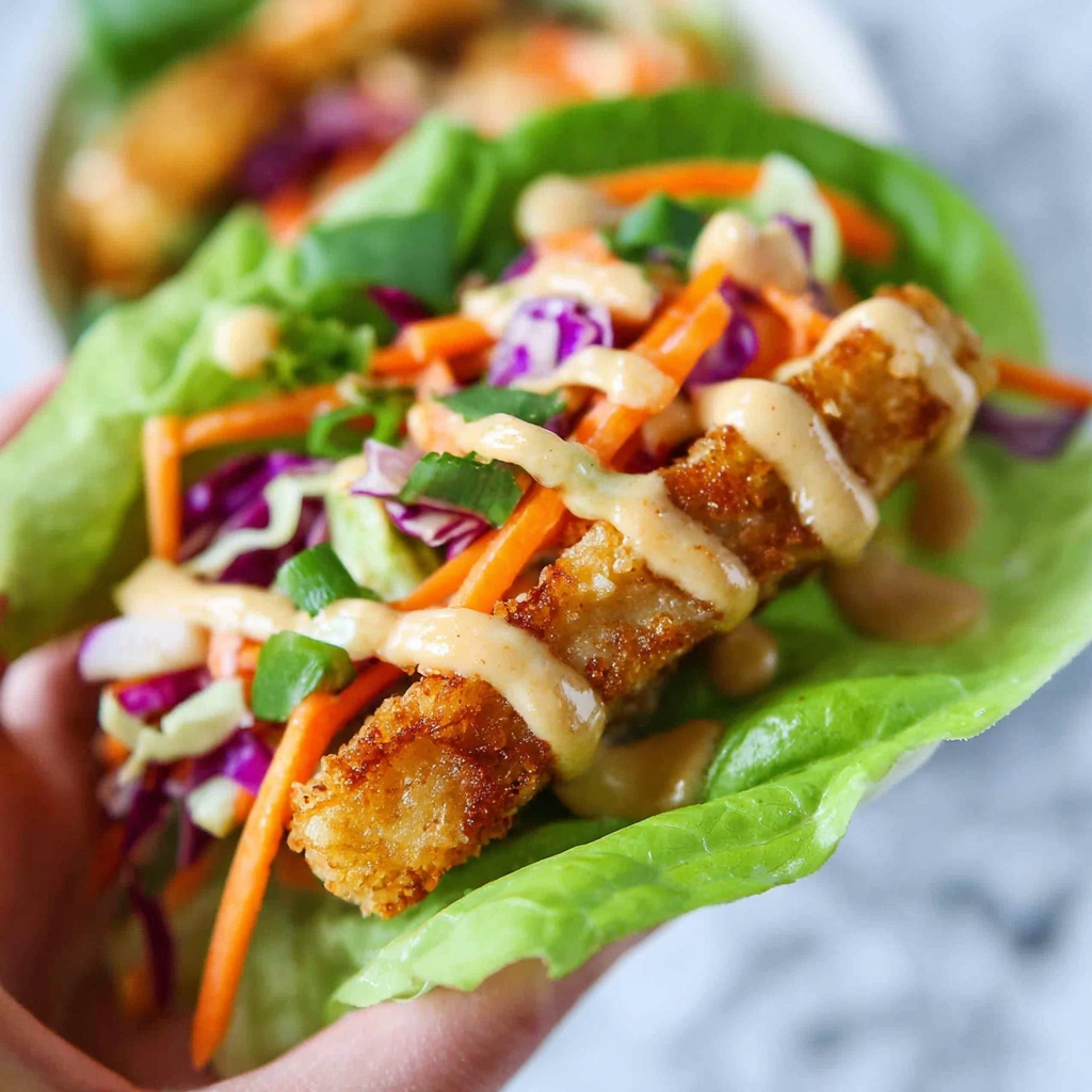 Fish Lettuce Wraps with Spicy Peanut Sauce Recipe - Recipe Image