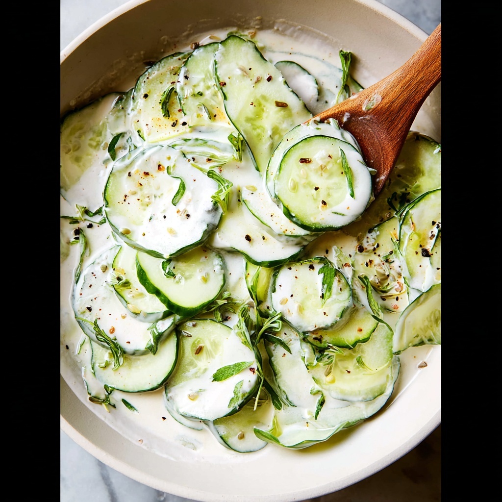 Aunt Joy's Creamy Cucumber Salad Recipe - Recipe Image