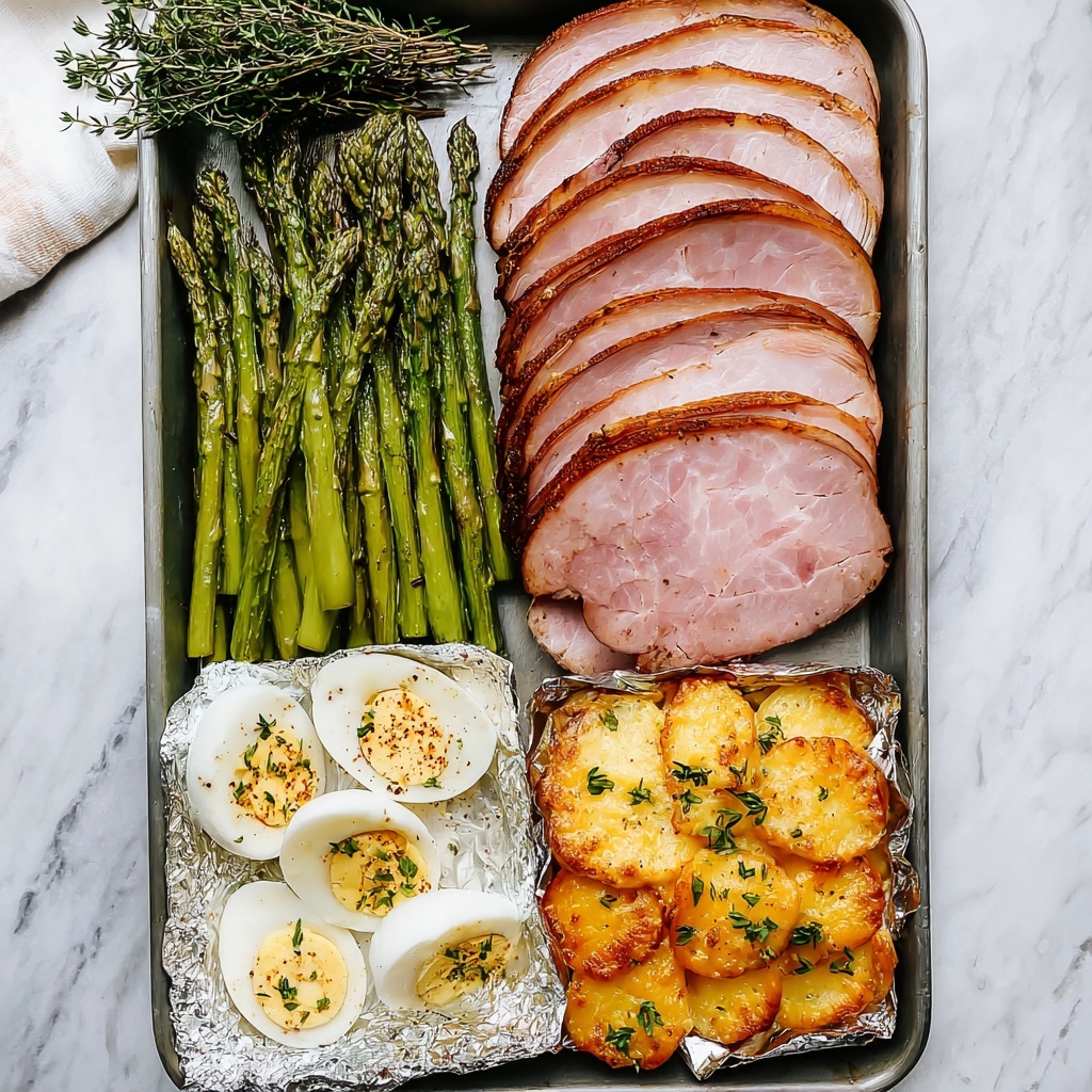 Sheet Pan Easter Dinner with Maple Brown Sugar Ham Recipe - Recipe Image