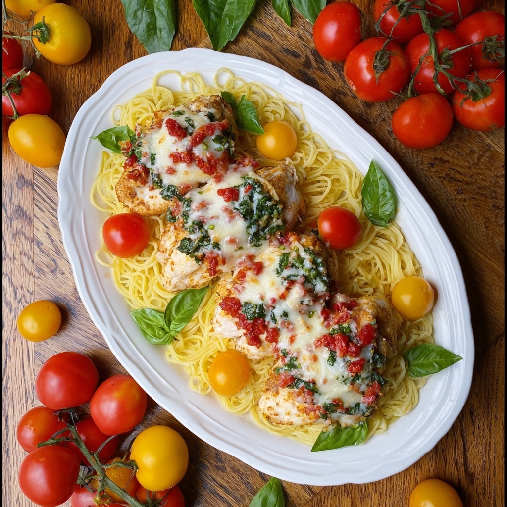 Cheesy Bruschetta Chicken Bake Recipe - Recipe Image