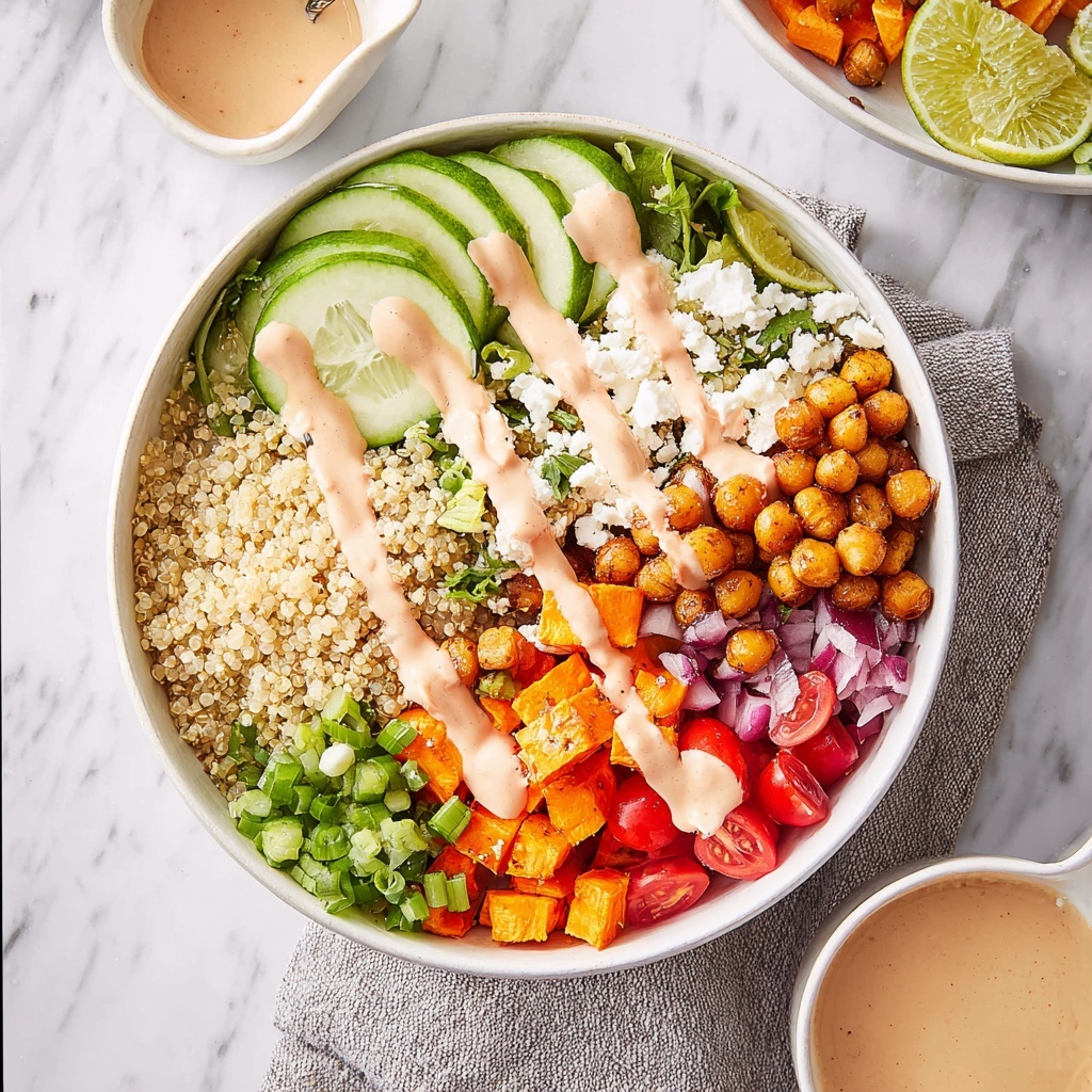 Roasted Sweet Potato and Chickpea Buddha Bowl with Sriracha Mayo Recipe - Recipe Image